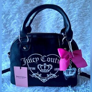 Juicy Couture Black Satchel with Pink Bow Accent